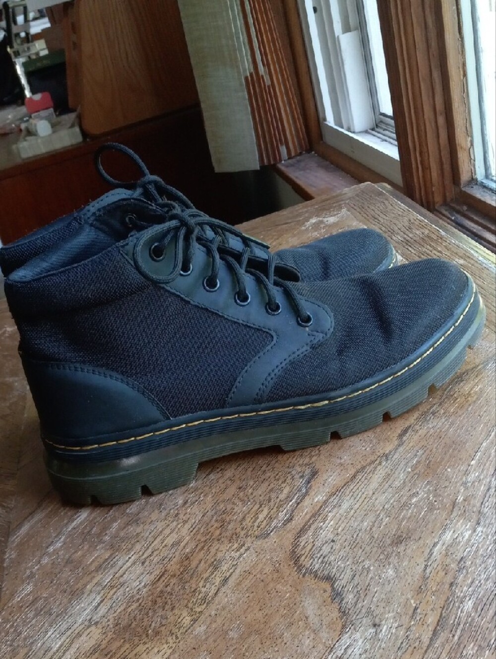 Dr. Martens Black Canvas Boots with Yellow Stitching!!!!